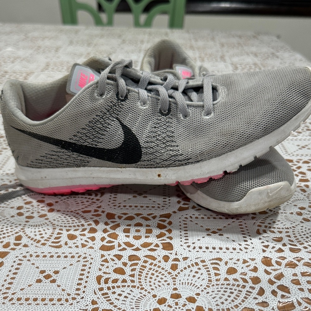 Nike Light Gray and Pink Running Shoes